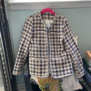 amazing detail. Most elegant night jacket. Navy. Tag removed. C**n*l style.